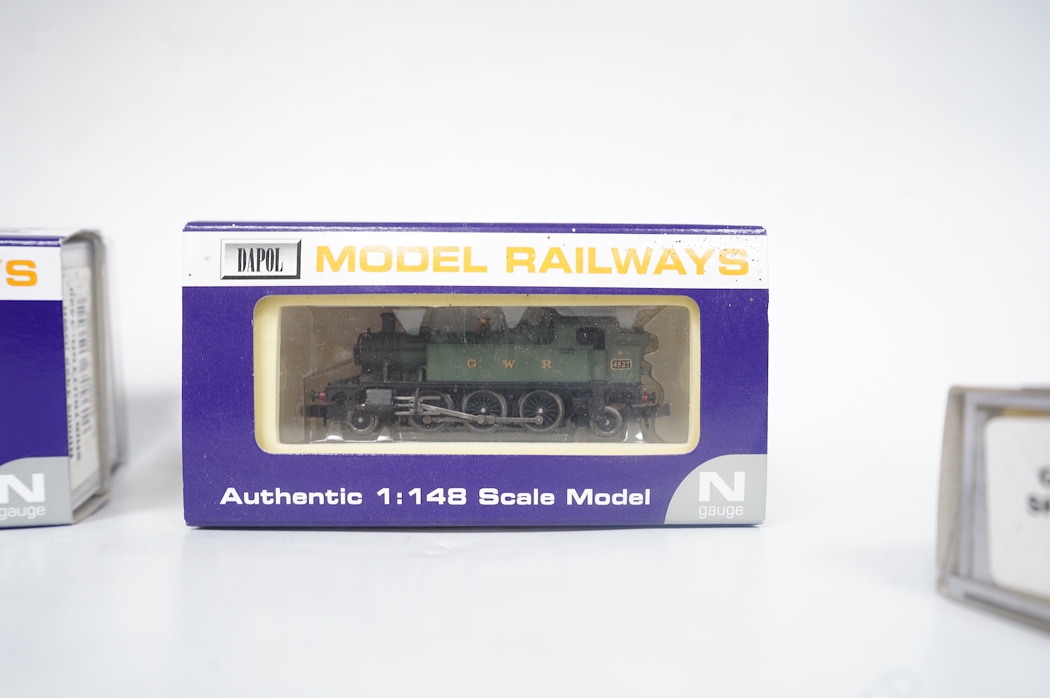Four boxed Dapol N gauge railway GWR locomotives; two Class 14xx, 1425 (ND001) and 1420 (ND004), together with two Class 45xx, 4567 (ND-020) and 4527 (ND-023). Condition - good.